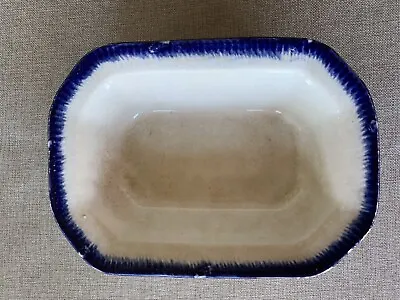 Buy Antique Flow Blue Leeds Style Feather Edge Serving Dish Bowl • 52.82£