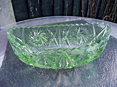 Buy Vtg Art Deco 1930s Sowerby Green Pressed Glass Boat Bowl - 2480 • 6£