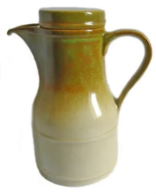 Buy RARE Kiln Craft Pottery Staffordshire Tall Coffee Pot Green Cream 1970s Vintage • 48£