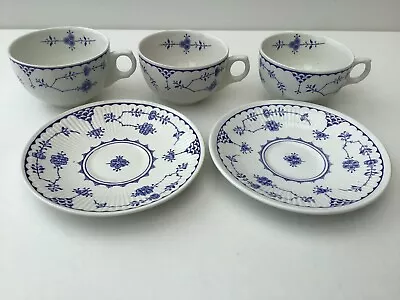 Buy Furnivals Blue Denmark Ribbed Tea Cups & Saucers Display Only Quality • 15£