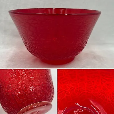 Buy Monart Cloisonné Scottish Hand Blown Art Glass Bowl Red Orange Flecks Crackle • 19.17£