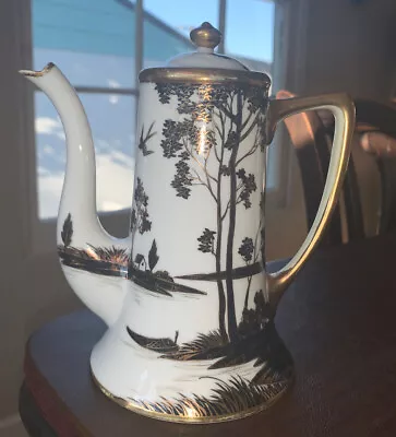 Buy Noritake Teapot Or Coffee Pot Stunning Vtg RARE!!!  Browns Gold And White • 86.31£