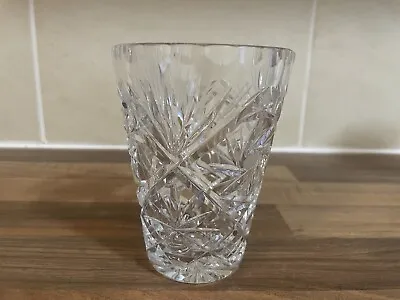 Buy Vintage Antique Heavy Lead Crystal Cut Glass Vase 382grams Small • 10£