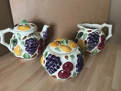 Buy Siltone Pottery Teapot, Jug And Pot - Embossed Fruit • 12.50£