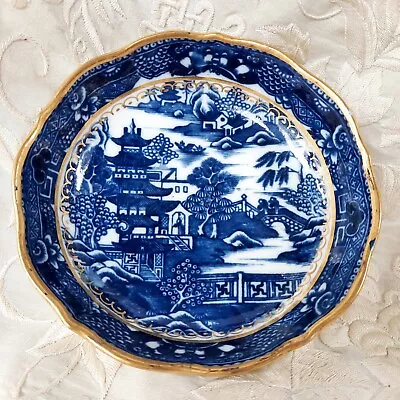 Buy Lovely Antique English Blue & White Porcelain Salopian Caughley Saucer 18th C • 39.50£