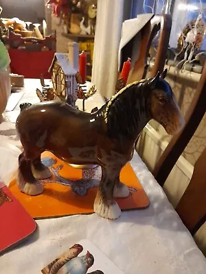 Buy Large  Figure - Clydesdale Horse Vintage Brown Shire Horse Yellow Ribbon A F  • 14£