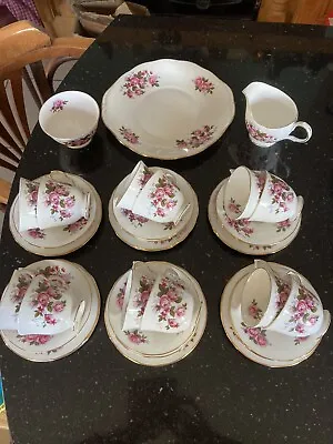 Buy 39 Piece Queen Ann Bone China Tea Set, Vintage. Pink Roses Pattern. • 27.50£
