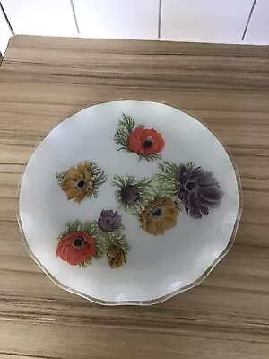 Buy Beautiful Vintage Chance Glass Cake Plate, Poppies Flowers ,32.5 Cm Diameter • 0.99£