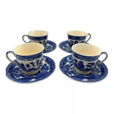 Buy Vintage Blue White Made In Japan - Child's Tea Cup & Saucer - 4 Sets (8 Pcs) • 19.84£