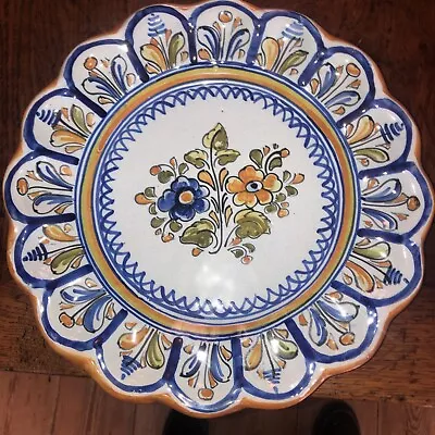 Buy Vtg Talavera Style Wall Plate Scalloped Handpainted Signed • 14.99£