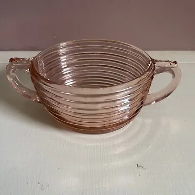 Buy Vintage Pink Depression Glassware Manhattan  Sugar Bowl • 7.52£