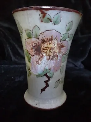 Buy *CHELSEA POTTERY* Grey Brown Pink Floral 14.5cm Tall Vase • 8£