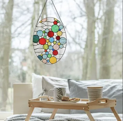 Buy 20 H Naomi Multicolored Dots Stained Glass Window Panel • 159.58£