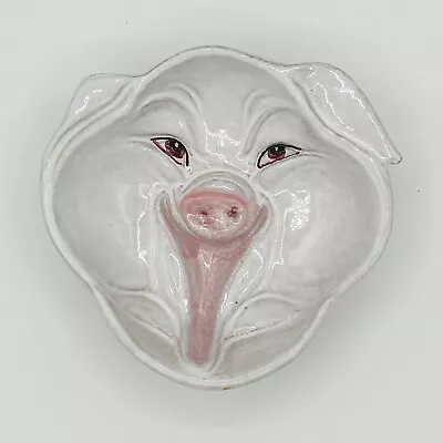Buy Italian Pottery Pig Bowl Spoon Rest Decorative Hand Painted White Pink • 18.97£