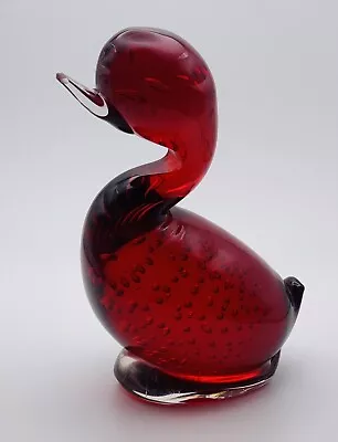 Buy Whitefriars Glass Controlled Bubbles Egg Shape Duck In Ruby Red • 35£