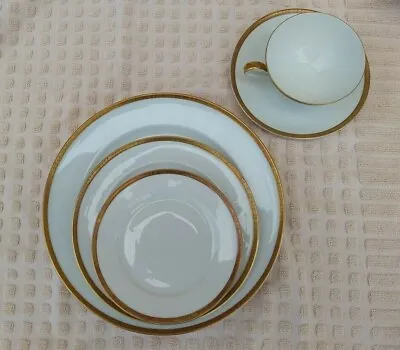 Buy Hutschenreuther Bavarian China  5 Piece Place Setting W/Gold Trim  Antique  Rare • 67.48£