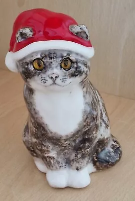 Buy Winstanley Size 2 Pottery Christmas Cat With Cathedral Glass Eyes New Signed (3) • 48£