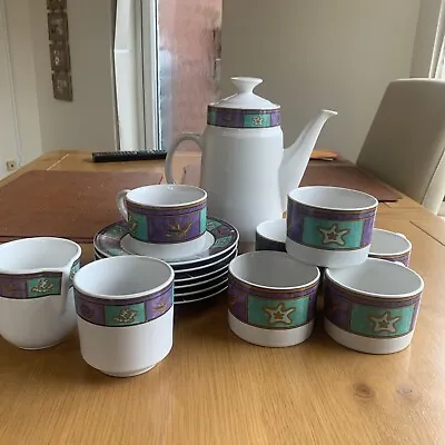 Buy Royal Norfolk Sea Shell Blue Purple Set Coffee Pot,  Cups Plates Jug, Sugar Bowl • 20£