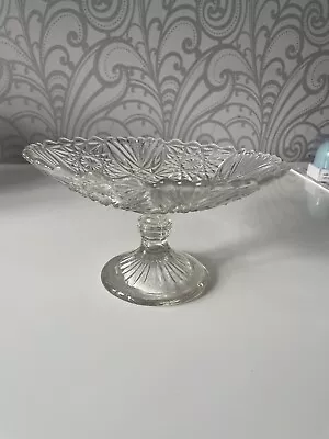 Buy Vintage Crystal Glass Bowl Footed Stand, Candy Dish, Fruit Bowl • 15£