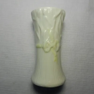 Buy Belleek Ireland Yellow Ribbon Typha Spill Vase 3 3/4  Banner 3rd Green Mark • 26.01£