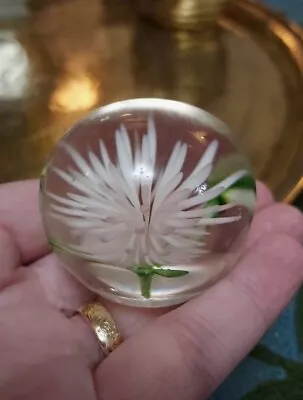 Buy Cute Little Pink Flower Vintage Glass Paperweight • 5£