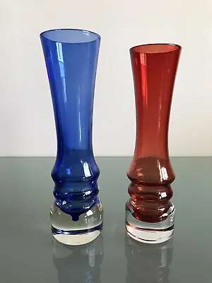 Buy Sea Glasbruk Swedish Scandinavian Hooped Glass Vase Vintage Orrefors Kosta Boda • 59.99£