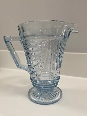 Buy Large Vintage Blue Pressed Glass Jug/pitcher • 8.99£