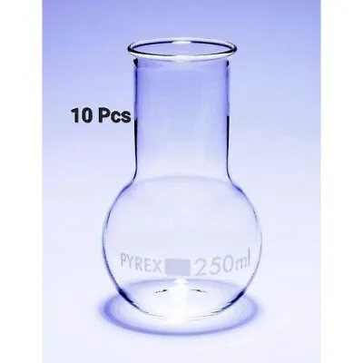 Buy 10 Pcs PYREX 250ML BOROSILICATE GLASS ROUND FLASK ROUND BOTTOM • 79£