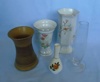 Buy 5 X Vases Flowery Alba Julia Ap H 19cm & Flowery Ap H 14cm + Glass Sia & Pottery • 15.99£