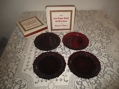 Buy 4 Avon Ruby Red Cape Cod 1876 Glassware Dessert/Salad Plate (7 1/2 Inches) NIB • 47.24£