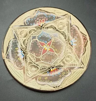 Buy Turkish Etched Copper Hand Made Floral Wall Plate Black Vintage 14.25cm • 12.99£
