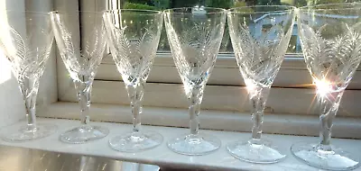 Buy Vintage 6 STUART Crystal Large Wine Glasses 6 1/8  ELLESMERE SCARCE Signed 1st's • 103.99£