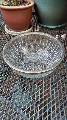 Buy French Cut Glass Fruit Bowl With Silver Coloured Metal Trim 4  High • 12£
