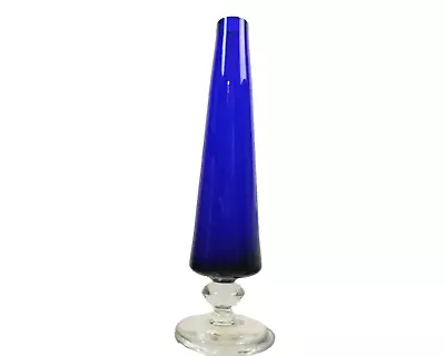 Buy Attractive Handblown Cobalt Blue 'single Rose' Flower Glass Vase, Unusual Shape • 9.50£