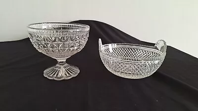 Buy 2 Vintage Glass Bowls 1 Footed 1 With Handles • 6.25£