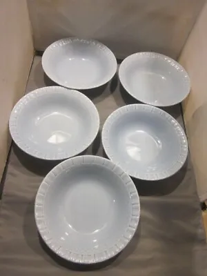 Buy Set Of 5 Martha Stewart Dinnerware Basketweave Blue Pattern Cereal Bowl 7 1/4  • 9.48£