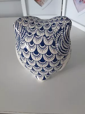 Buy Blue And White Ceramic Owl Ornament • 3£