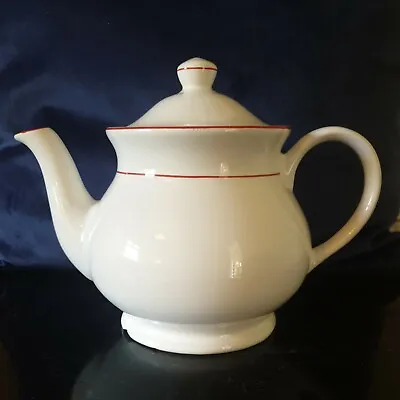 Buy Sadler White Teapot With Red Banding Made In England • 12.99£