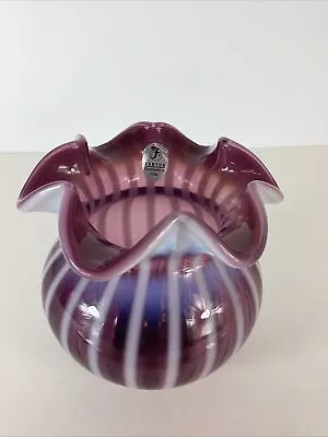 Buy Fenton Amethyst Opalescent Art Glass Rib Optic Pattern Small Ruffled Vase • 62.34£