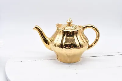 Buy Vintage Arthur Wood Prince ALL-Over GOLD China Teapot Fluted Details Golden • 93.89£