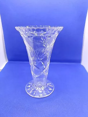 Buy Vintage Crystal Glass Cut Vase Tapered To Base. • 15£