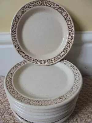 Buy Purbeck Pottery Brown Diamond Small 6  Side Plates 1970s Seconds X8 Vgc Poole • 29.99£
