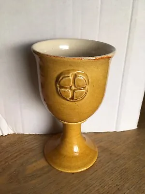 Buy Vintage Welsh Ewenny Pottery - Yellow Goblet • 6.50£