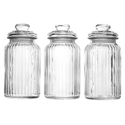 Buy Vintage Airtight Glass Jars 1300ml - Set Of 3 Traditional Sweet Jar Storage| M&W • 15.99£