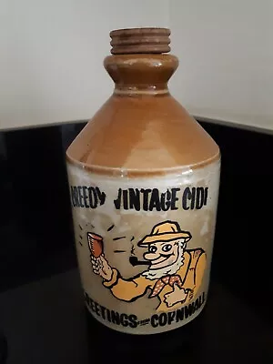 Buy Vintage Cornish Scrumpy Small Stoneware Jug Flagon Bottle Creedy Cider With Lid • 5£