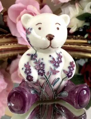 Buy Old Tupton Ware Lavender Teddy Bear Pink Flowers Sitting Teddy Ornament Cute • 65£