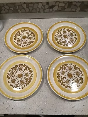 Buy Vintage JAMESTOWN Yellow Floral Dinner Plates, Set Of 4, MCM 70’s • 37.89£