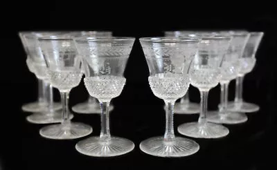 Buy 10 Stunning Continental Cut Glass Acid Etched Cordial Wine Glasses Edinburgh ? • 410.42£
