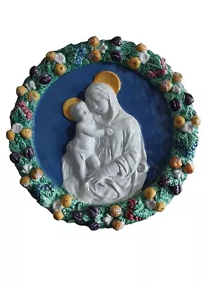 Buy Vtg Artisan Hand Crafted Della Robbia Madonna &Baby Jesus Plaque Large Signed 17 • 906.31£