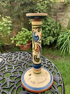 Buy Vintage Torquay Pottery Devon Candlestick “ A Safe Conscience……..”  30cm Tall • 6£